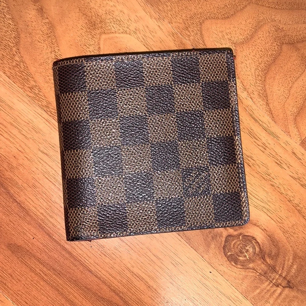 Authentic Louis Vuitton Damier Ebene Marco Bifold Leather Wallet